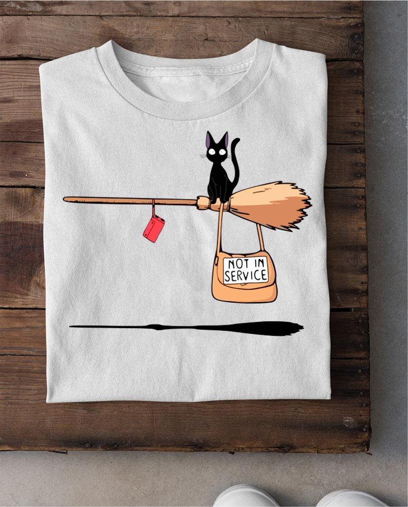 Kiki’s Delivery Service - Not In Service Black Cat On Broom t-shirt shirt