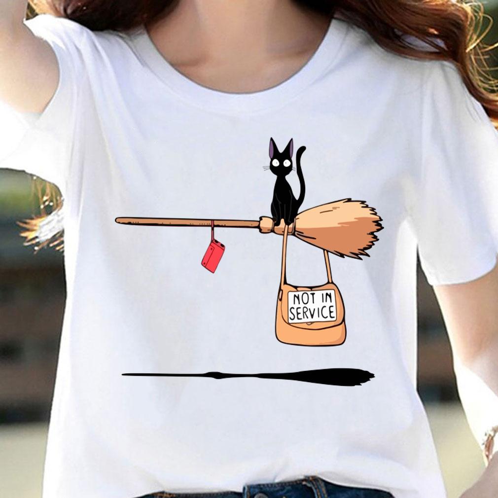 Kiki’s Delivery Service - Not In Service Black Cat On Broom t-shirt woman shirt