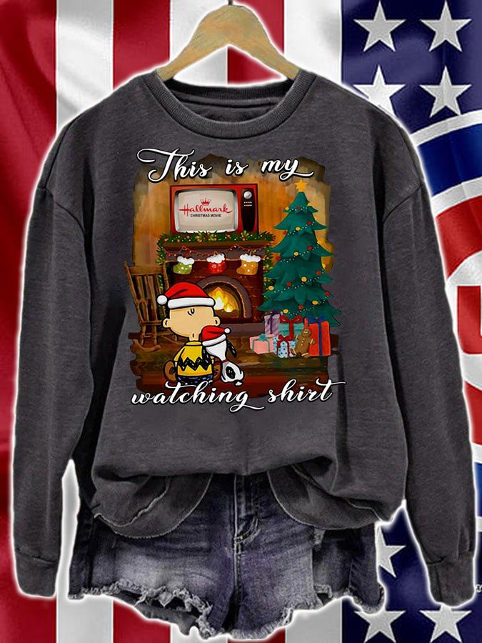 Charlie Brown Snoopy This is my Hallmark Christmas movie watching t-shirt sweatshirt
