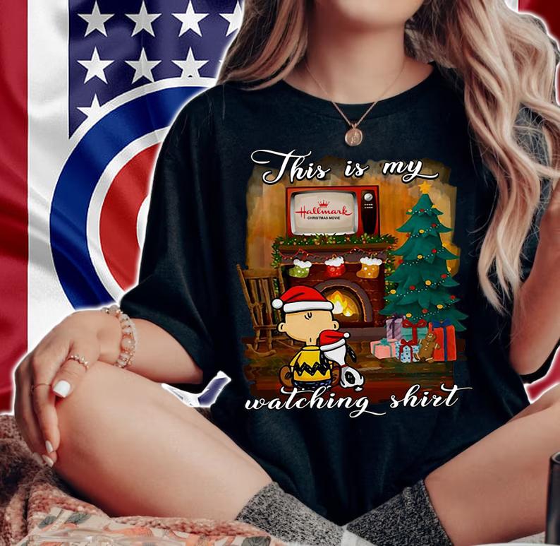Charlie Brown Snoopy This is my Hallmark Christmas movie watching t-shirt woman shirt