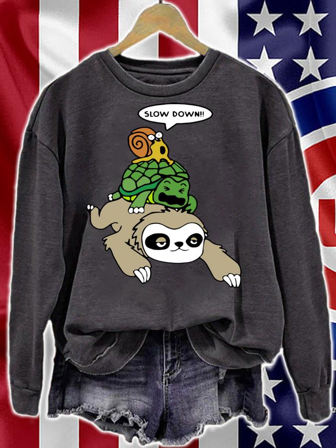 Sloth Piggyback Turtle And Snail Slow Down t-shirt sweatshirt