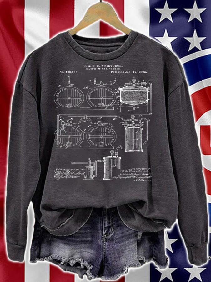 Classic Vintage Patent Print 1893 Craft Beer Brewing t-shirt sweatshirt