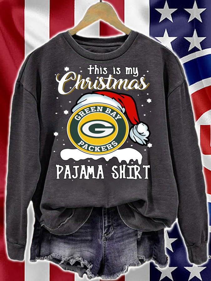 Green Bay Packers Pajama Hat Santa This Is My Christmas t-shirt sweatshirt