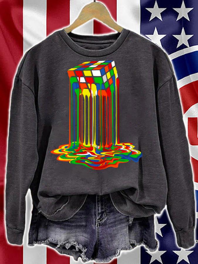 Rainbow Abstraction Melted Rubiks Cube Colorful Cube t-shirt sweatshirt