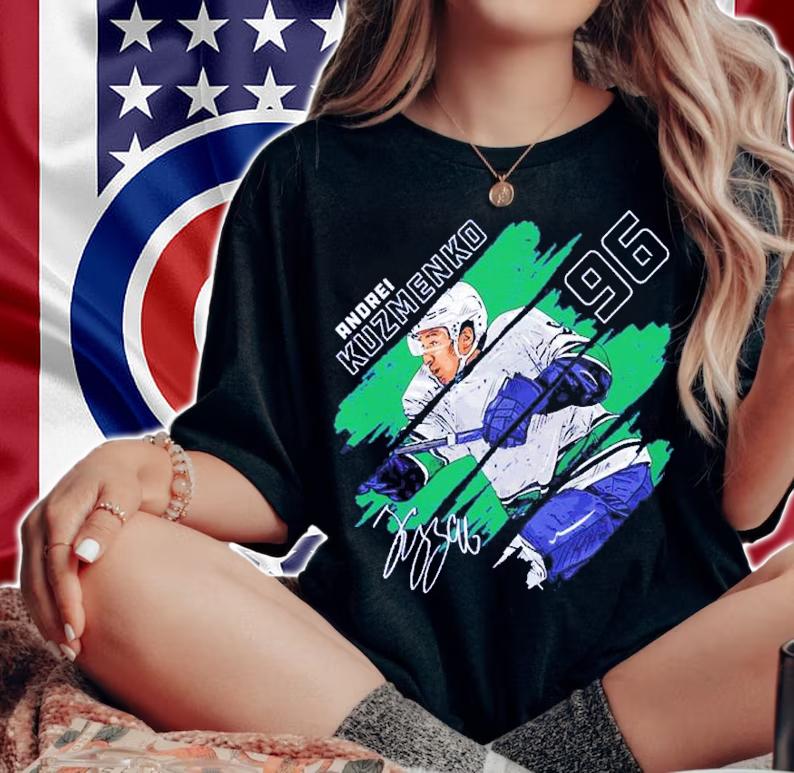 Andrei Kuzmenko Vancouver Stripes Hockey Shirt t-shirt woman shirt