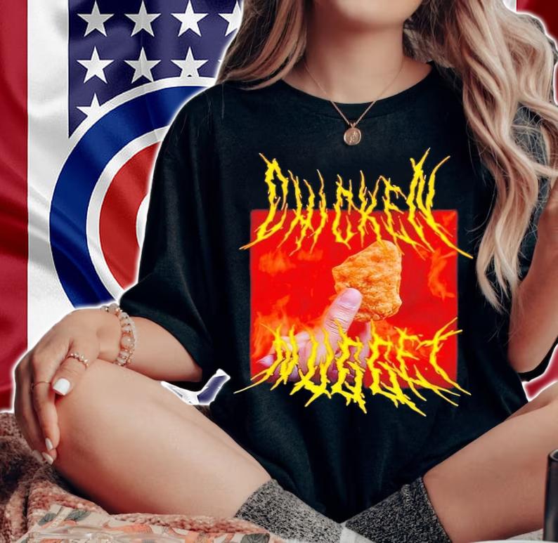 Chicken nugget heavy metal shirt t-shirt woman shirt