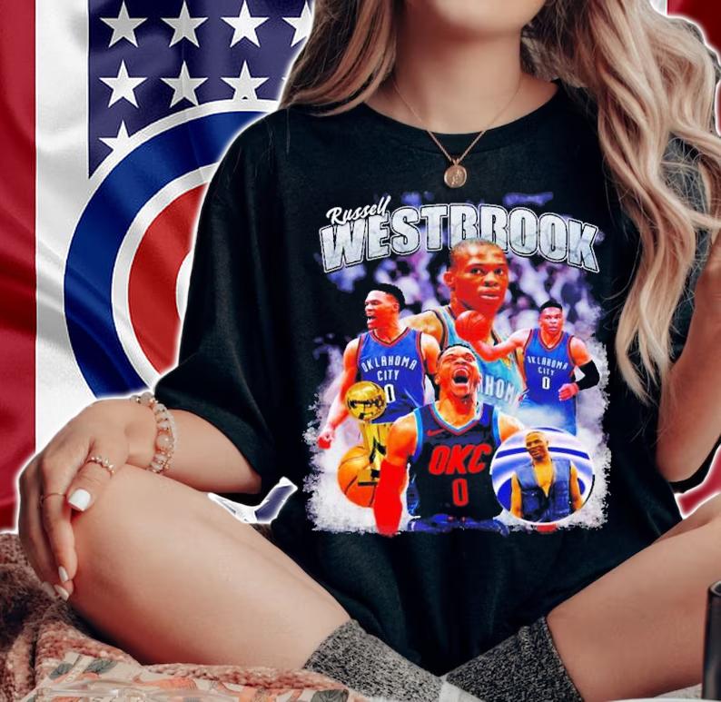 NBA Vintage 80s Russell Westbrook T-Shirt t-shirt woman shirt