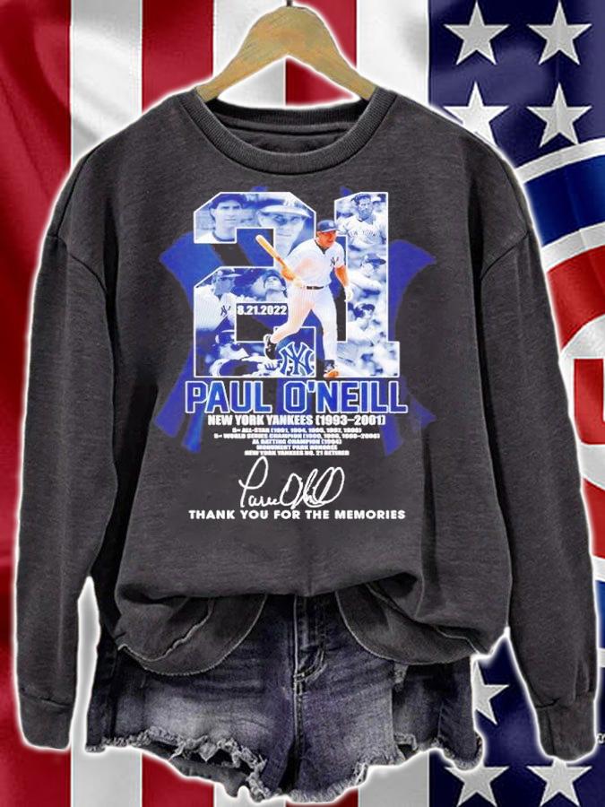 21 Paul O'Neill New York Yankees 1993 2001 thank you for the memories shirt t-shirt sweatshirt