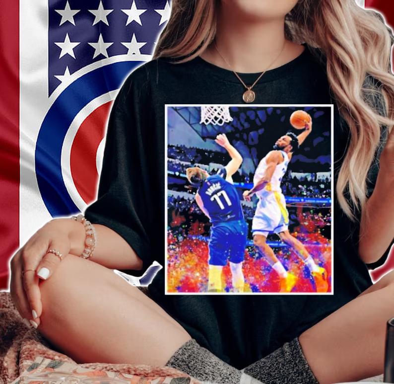 Andrew Wiggins poster Dunk On Luka Doncic Western Conference Finals shirt t-shirt woman shirt