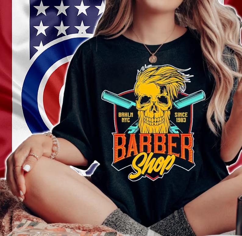 Skull Barber Shop shirt t-shirt woman shirt