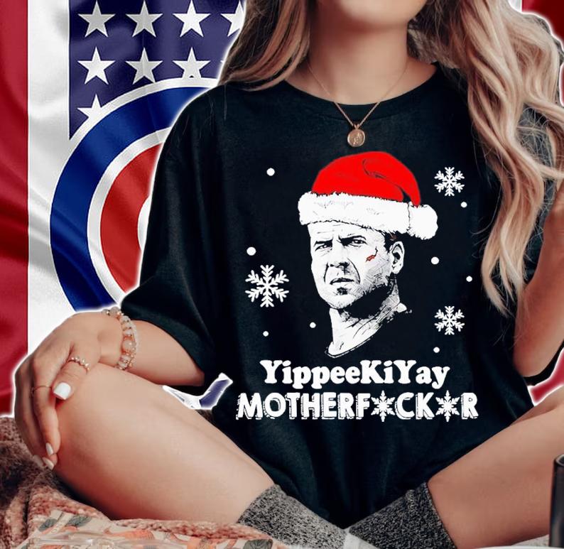 Snowflake Santa Bruce Willis Yippee Ki Yay Motherfucker Christmas Shirt t-shirt