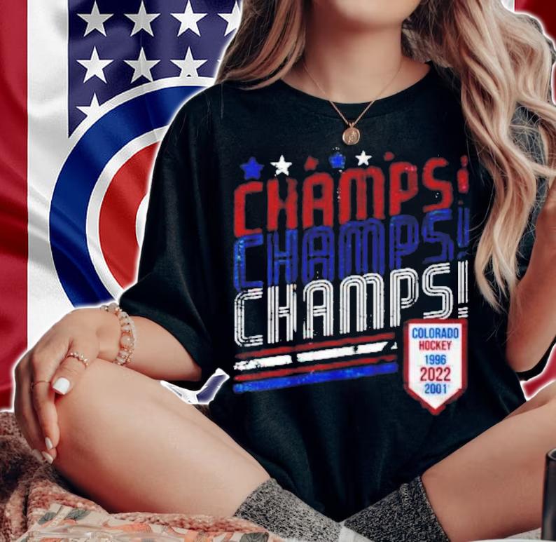 Colorado Avalanche Champs Champs Champs 1996 2001 2022 Shirt t-shirt woman shirt