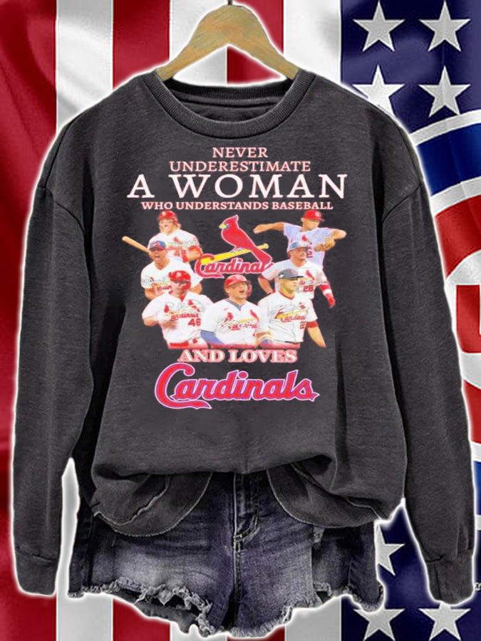 Never Underestimate A Woman Who Understand Baseball And Loves Cardinals Signatures T-Shirt t-shirt