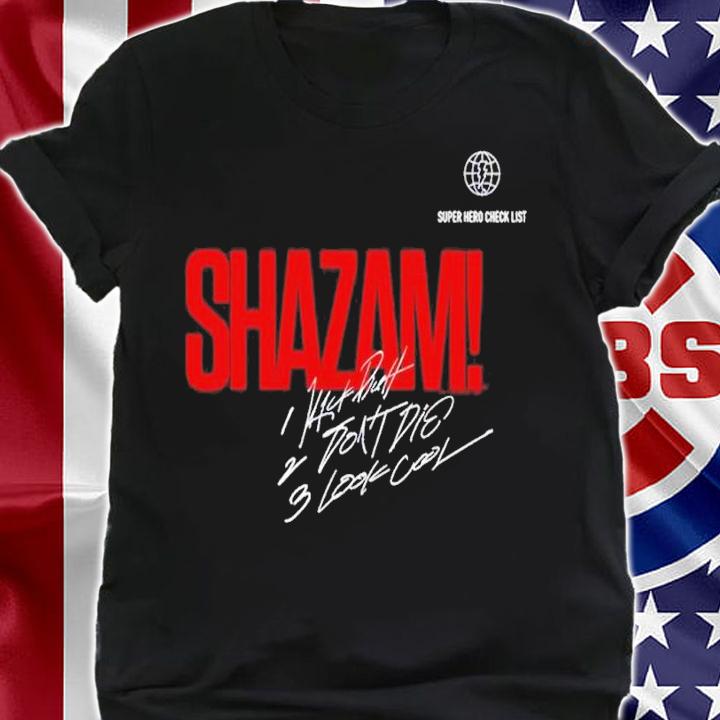Shazam Fury Of The Gods Super Hero Check List shirt t-shirt