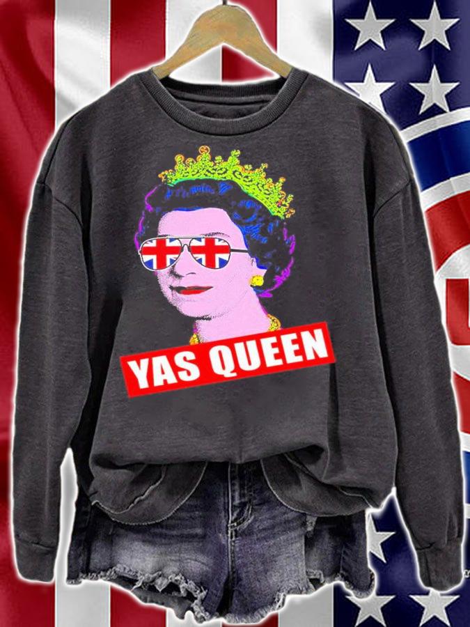 Yas Queen Elizabeth II Sunglasses Her Royal Highness Queen Of England Shirt t-shirt
