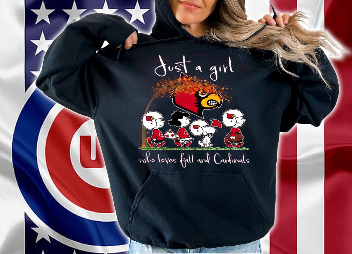 Louisville Cardinals Peanuts Snoopy Just A Girl Who Love Fall And Cardinals t-shirt
