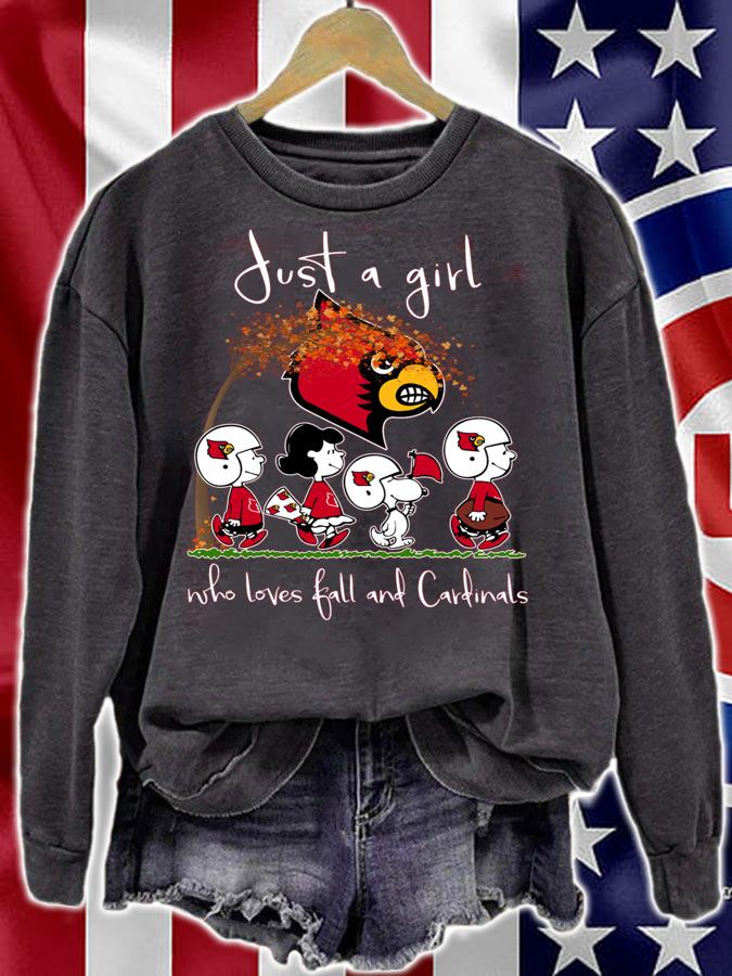 Louisville Cardinals Peanuts Snoopy Just A Girl Who Love Fall And Cardinals t-shirt