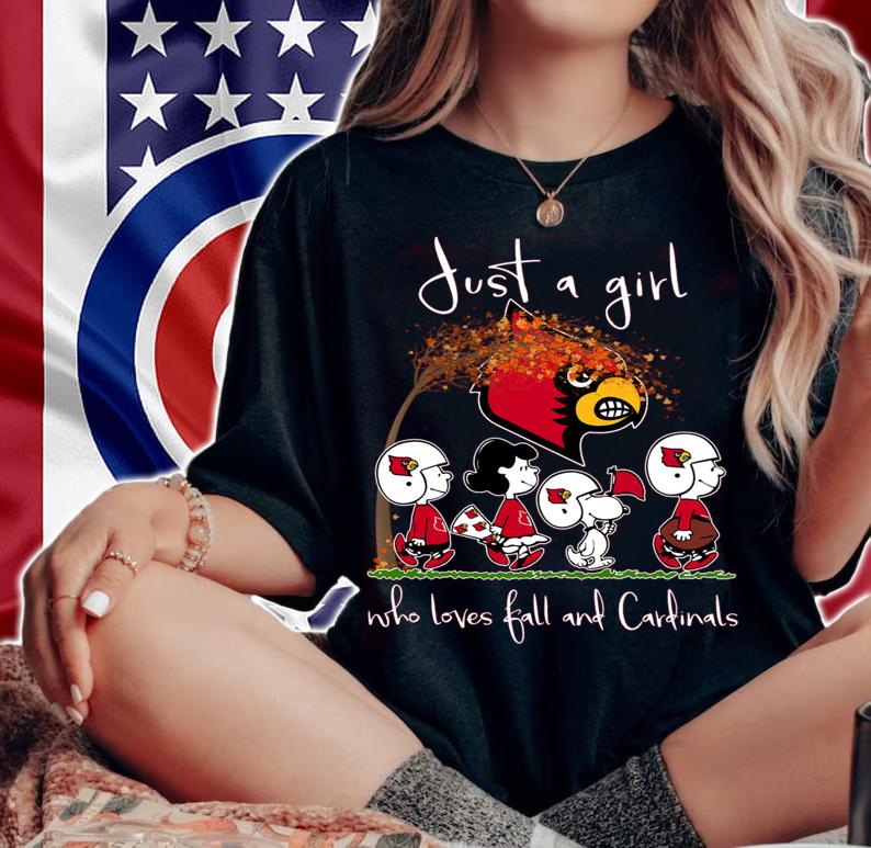 Louisville Cardinals Peanuts Snoopy Just A Girl Who Love Fall And Cardinals t-shirt