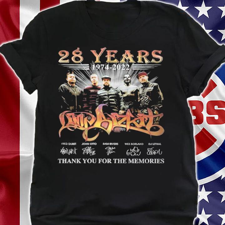 28 years 1974-2022 Limp Bizkit signatures shirt t-shirt shirt