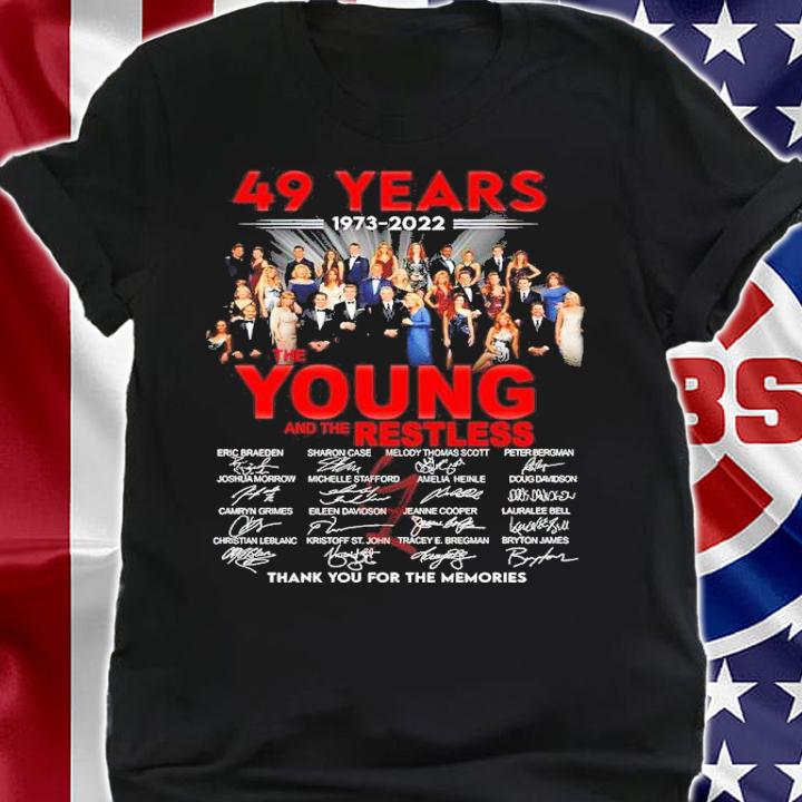 49 Years 1973-2022 The Young And The Restless Signatures Thank You For The Memories Shirt t-shirt