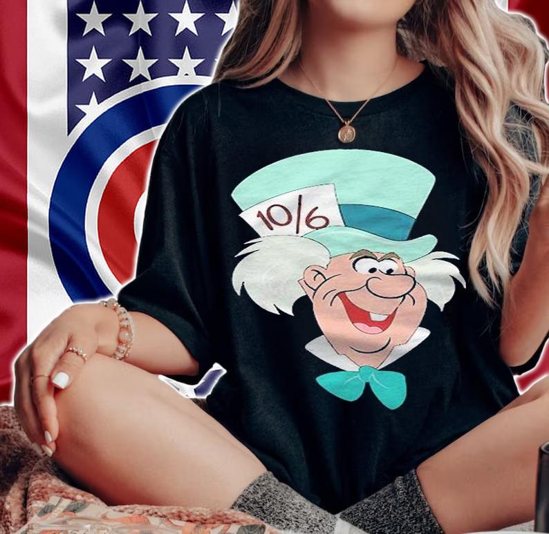Alice In Wonderland Mad Hatter Big Face Pullover Shirt t-shirt woman shirt