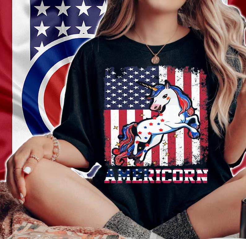 Americorn USA Flag Vintage T-Shirt t-shirt woman shirt