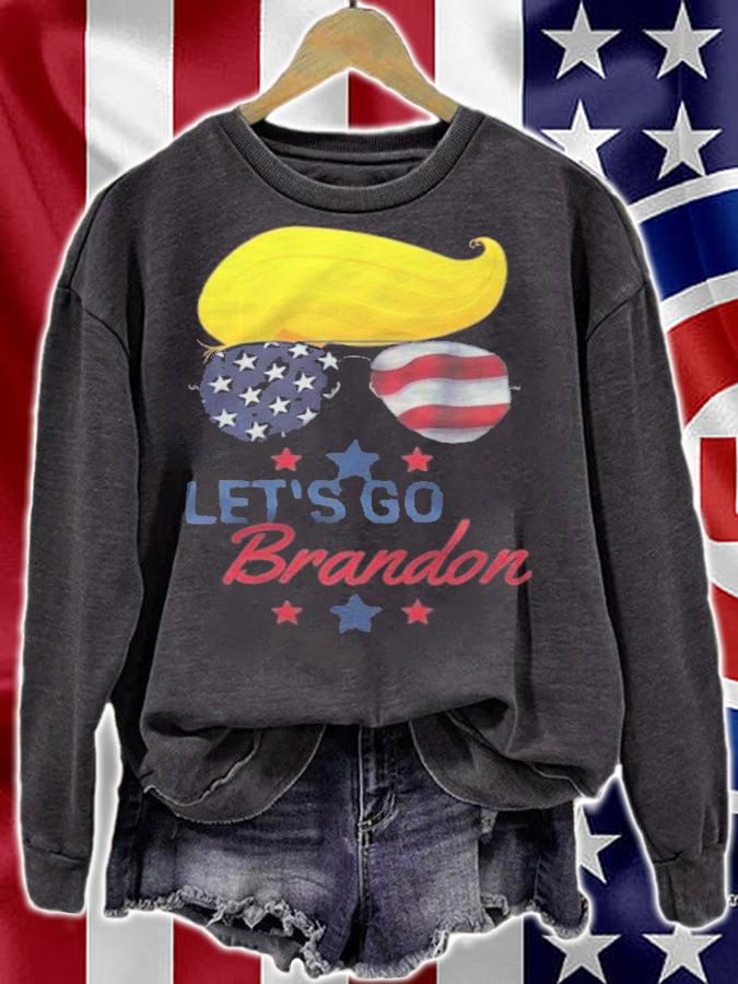 Anti Biden let's Go Brandon Funny Chant Pro Trump Sunglasses USA Flag T-Shirt t-shirt