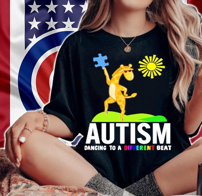 Autism Dancing To A Different Beat Giraffe T-Shirt t-shirt woman shirt