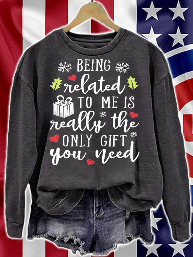 Being Related To Me Funny Christmas Family Xmas Pajamas Gift T-Shirt t-shirt