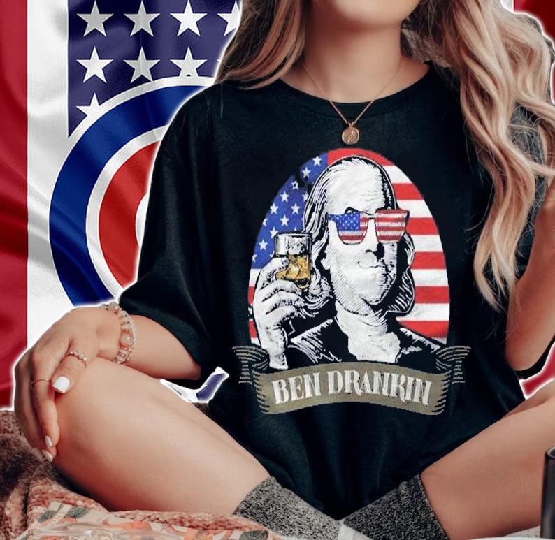 Ben Drankin Whiskey Funny 4Th Of July Pun American Flag Shirt t-shirt woman shirt