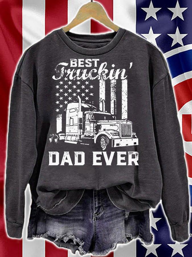 Best Truckin Dad Ever American Flag Father's Day T-Shirt t-shirt sweatshirt