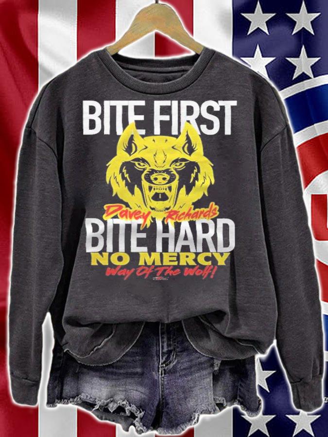 Bite First Davey Richards Bite Hard No Mercy Way Of The Wolf Shirt t-shirt