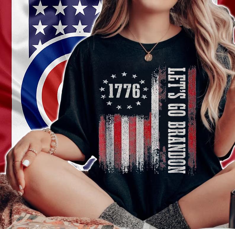 Let's Go Brandon USA Flag Vintage 1776 T-Shirt t-shirt woman shirt