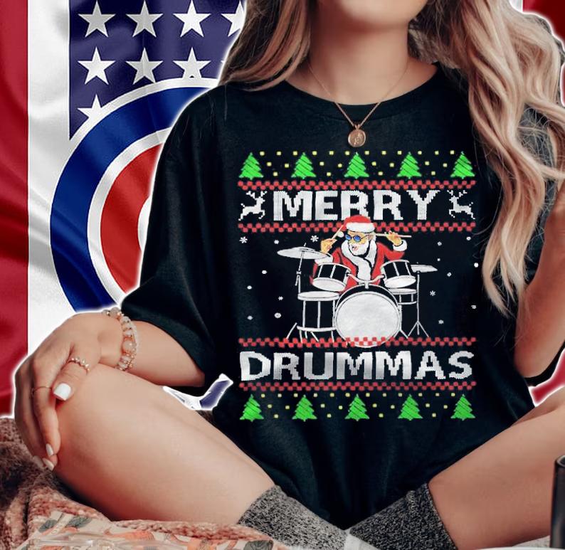 Merry drummas Christmas T-shirt t-shirt woman shirt