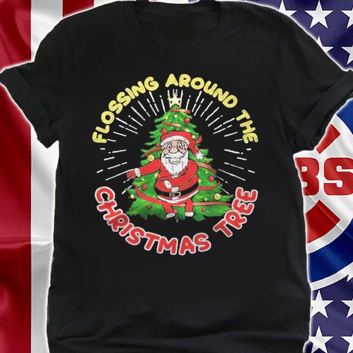 Santa flossing around the Christmas tree T-shirt t-shirt