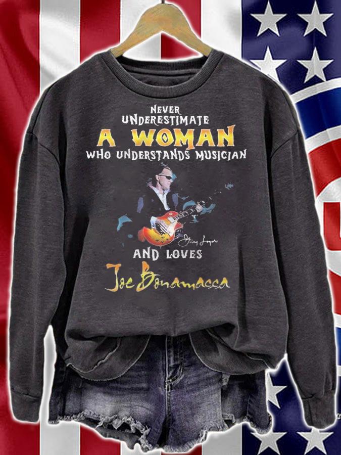 Never Underestimate A Woman Who Understands Musician And Loves Joe Bonamassa Shirt t-shirt sweatshirt