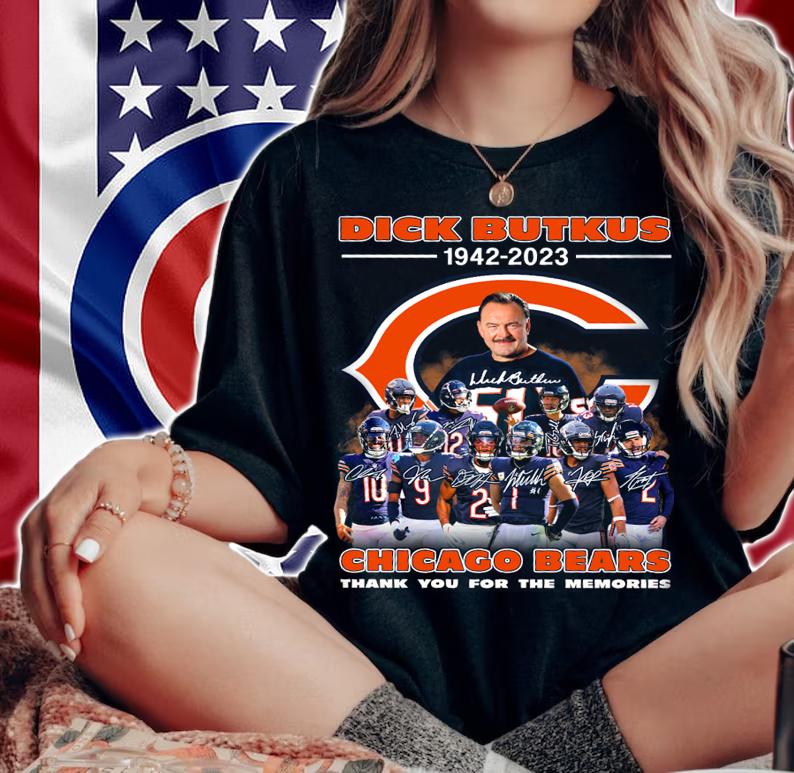 RIP Dick Butkus Chicago Bears signatures thank you for the memories t-shirt