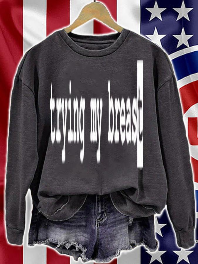 Trying my breast shirt t-shirt
