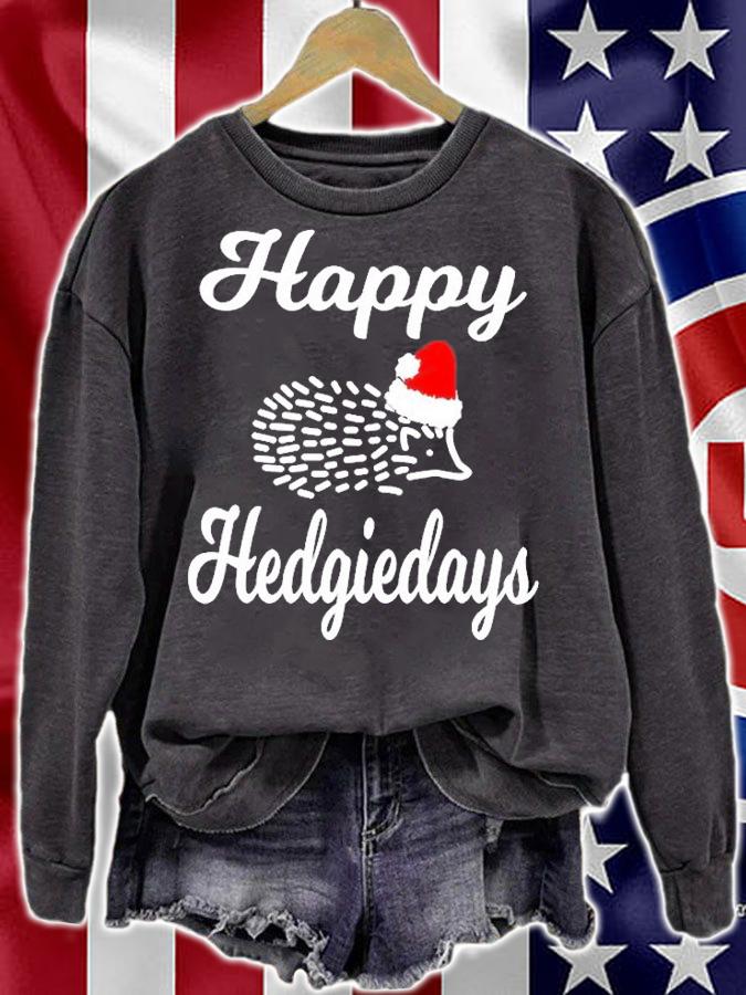 Hedgehog Christmas Holiday Gift Hedgie With Santa Hat T-Shirt t-shirt sweatshirt