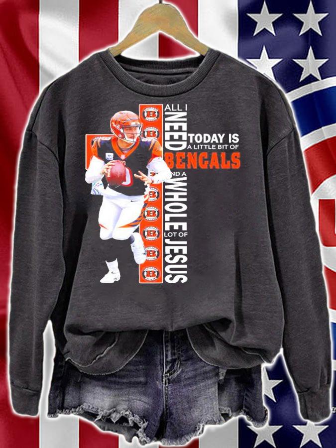 Joe Burrow All I Need Today Is A Little Bit Of Cincinnati Bengals And A Whole Lot Of Jesus Shirt t-shirt sweatshirt