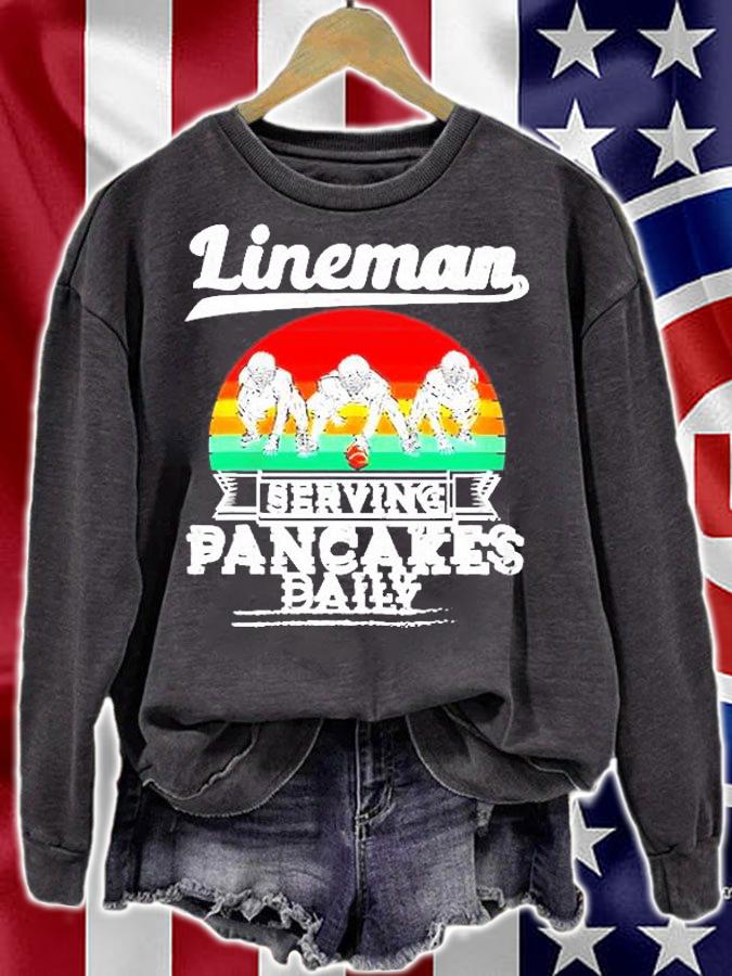 Lineman Football Serving Pancakes Daily T-Shirt t-shirt sweatshirt