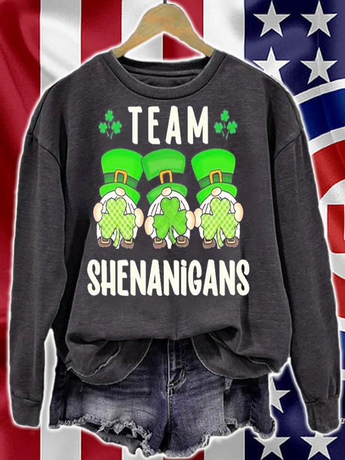 Shenanigans Team Squad St Patrick's Day Gnomes Green Irish Pullover T-Shirt t-shirt