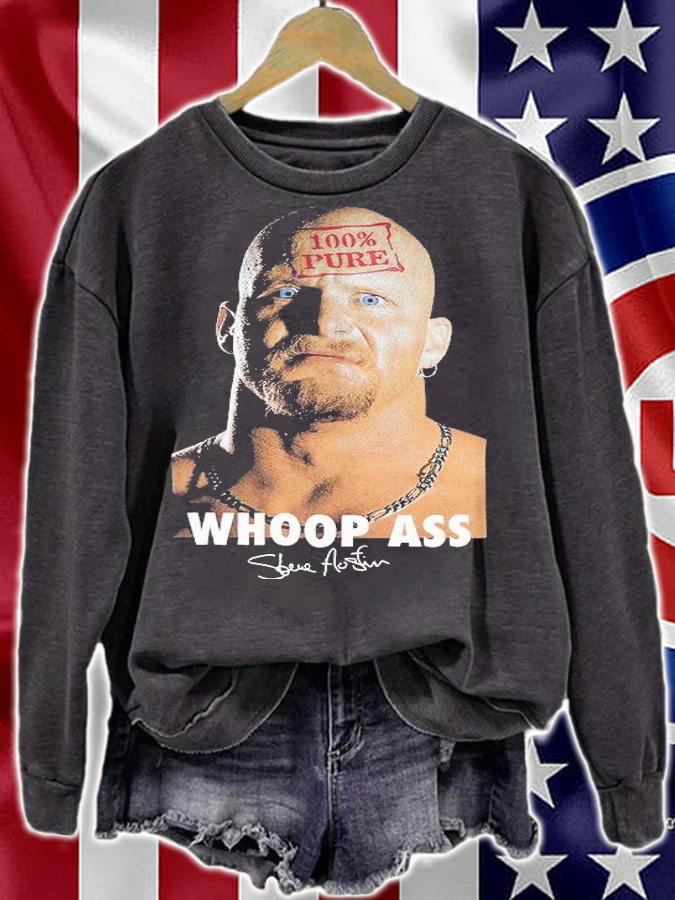 Vintage 1998 Stone Cold Steve Austin Whoop Ass signature shirt t-shirt sweatshirt