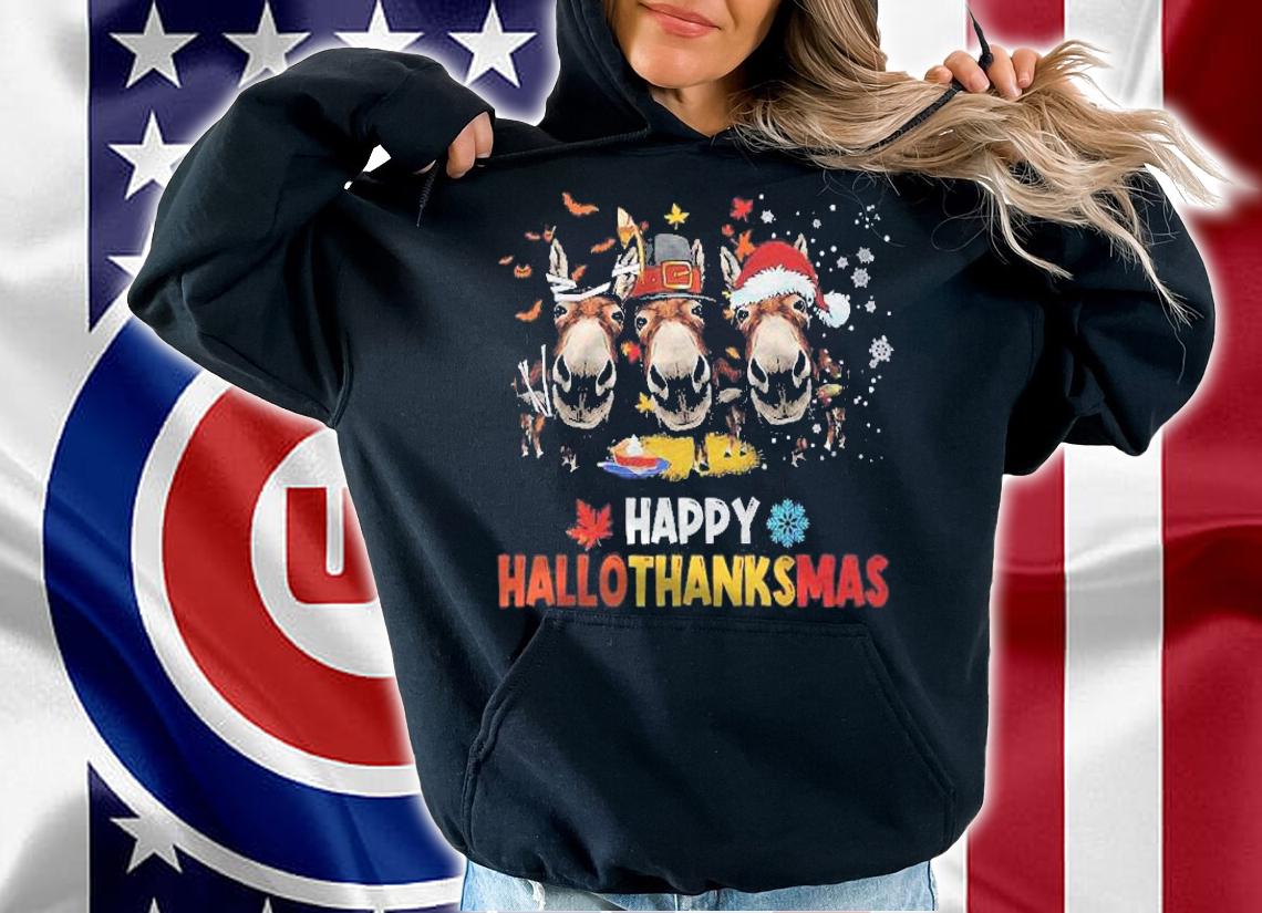 Donkey Happy Hallothanksmas Halloween Thanksgiving Christmas Premium Shirt t-shirt