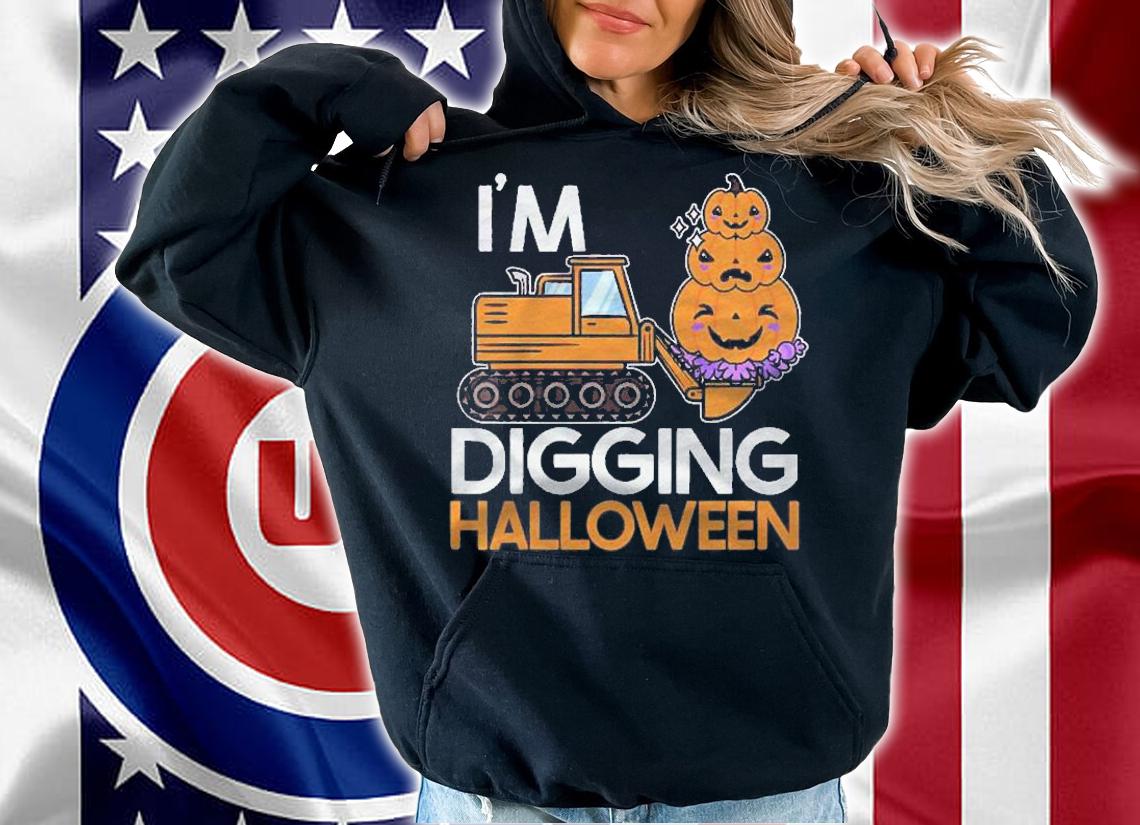 Kids Funny Kids Halloween Design With A Cute Digger And Pumpkins Shirt t-shirt hoodie