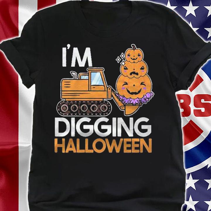 Kids Funny Kids Halloween Design With A Cute Digger And Pumpkins Shirt t-shirt shirt