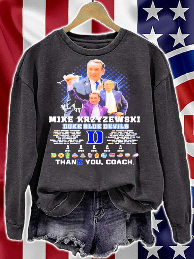 Mike Krzyzewski Duke Blue Devils Signatures Thank You Coach Shirt t-shirt sweatshirt