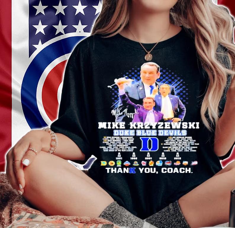 Mike Krzyzewski Duke Blue Devils Signatures Thank You Coach Shirt t-shirt woman shirt