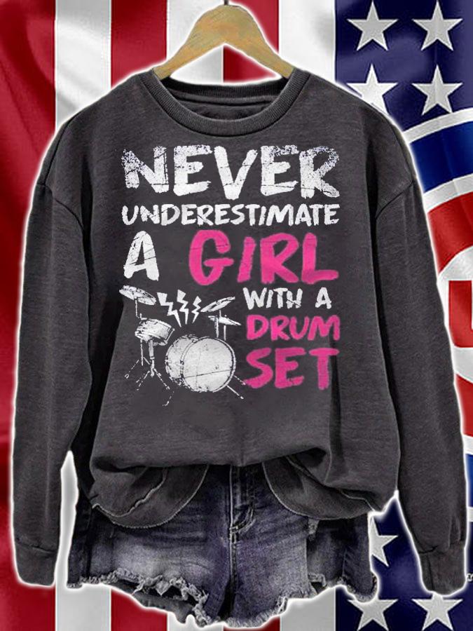 Never Underestimate A Girl With A Drum Set shirt t-shirt sweatshirt