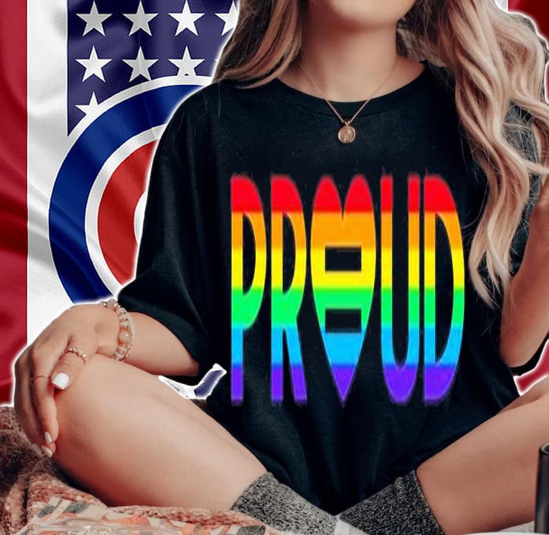Katie Barnes Rainbow Heart Proud T-Shirt t-shirt woman shirt